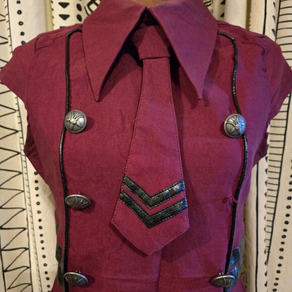 Killstar Black Ops Skater Dress with detachable tie - Blood color XL - Picture 2 of 15